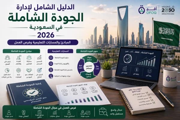الدليل الشامل لإدارة الجودة الشاملة في السعودية 2026: المبادئ، المسارات، وفرص العمل
